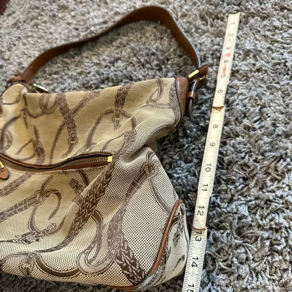 Lauren Ralph Lauren Women’s Brown Leather Trim Equestrian Tote Bag - Picture 12 of 16